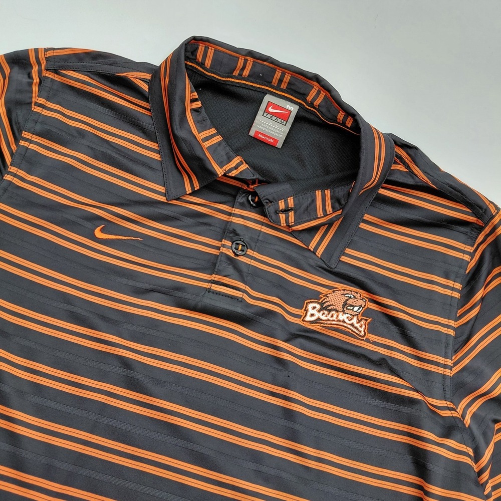 Oregon State Beavers Nike Mens M Dri Fit Striped Polo Performance Shirt Sport